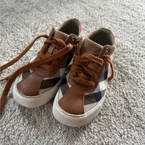 Burberry Kids' Brown and Black Plaid Sneakers